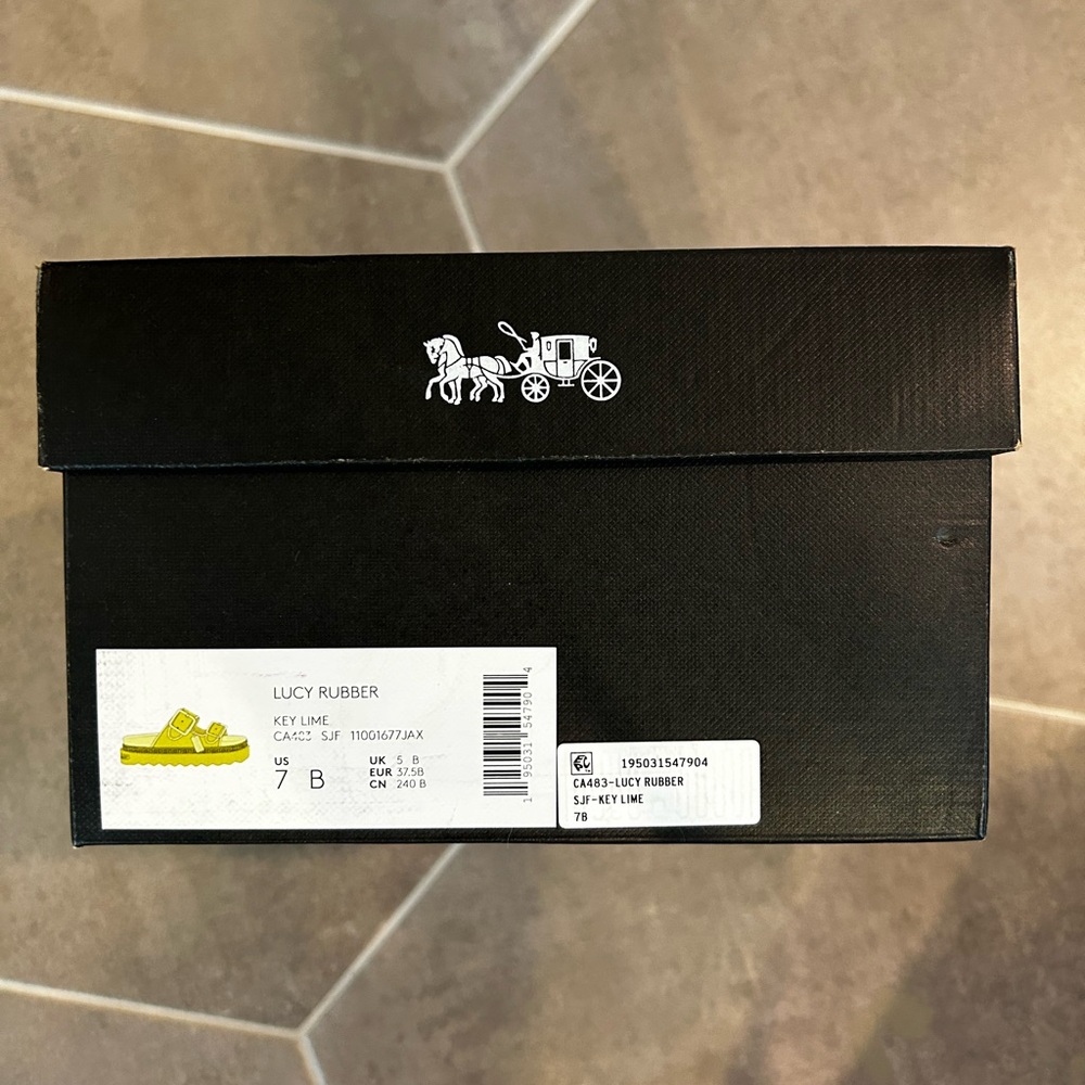 Coach Neon Yellow Double-Buckle Platform Sandals - Picture 6 of 6